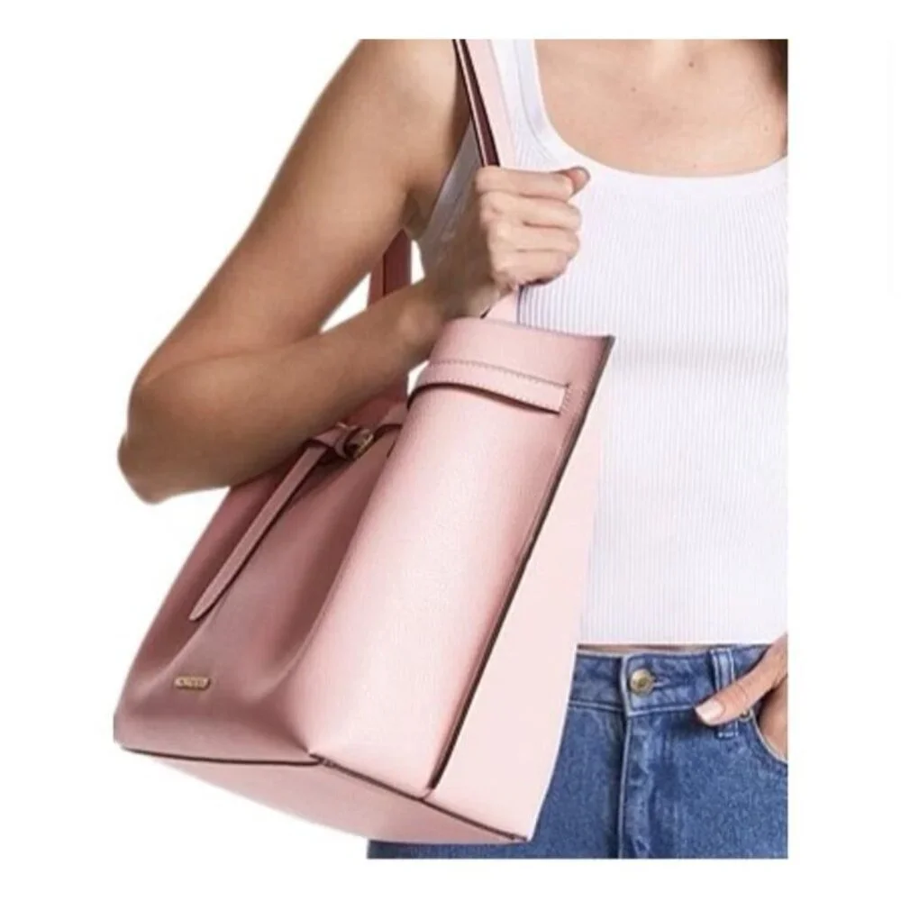 NWT Michael Kors Emilia Large East West Tote Bag Powder Blush Leather $558